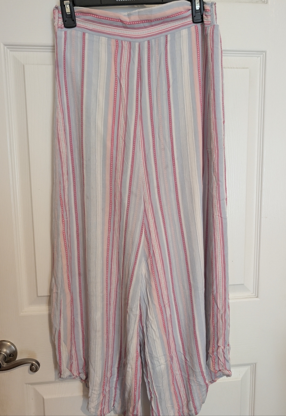 Blue Rain Pastel Blue and Pink Striped Wide-Leg Pants